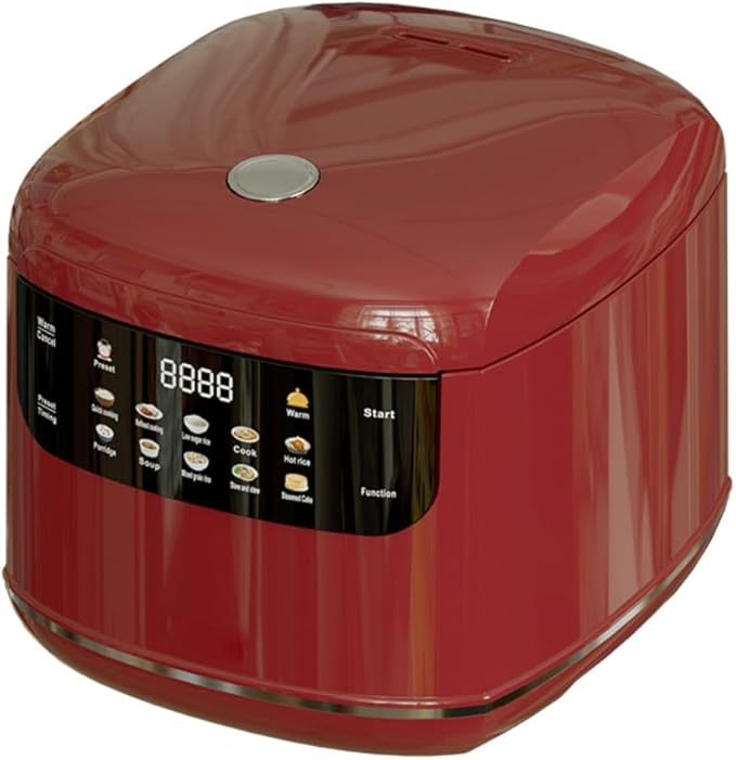 10-in-1 Rice CookerMultifunctional for RiceTitanium Inner Pot Induction Heating Rice CookerLow Sugar Digital SteamerDurable Nonstick Inner Pot24H Timer &amp Auto Keep Warm (Red)