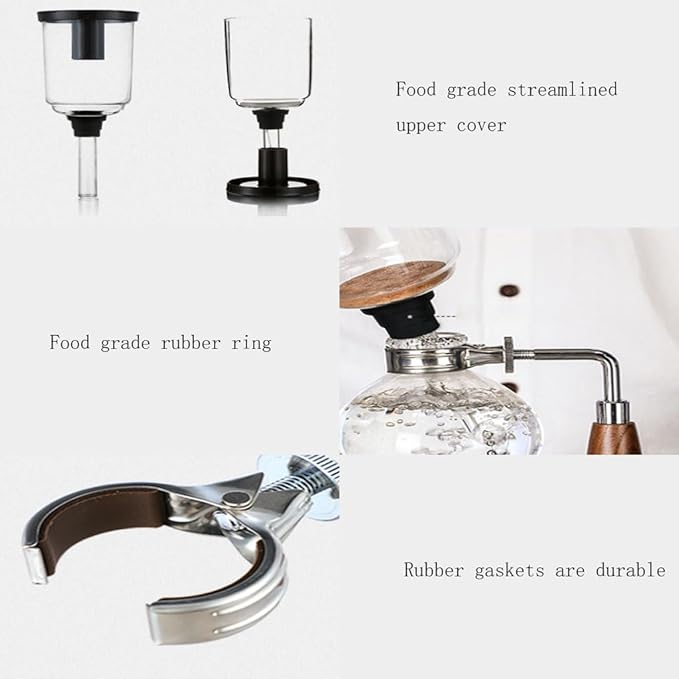 Balance Syphon Coffee Maker with High Borosilicate Glass Carafe Siphon Cold Brew Coffee Maker Brewer with Elegant Design Retro-Style Coffee Pots