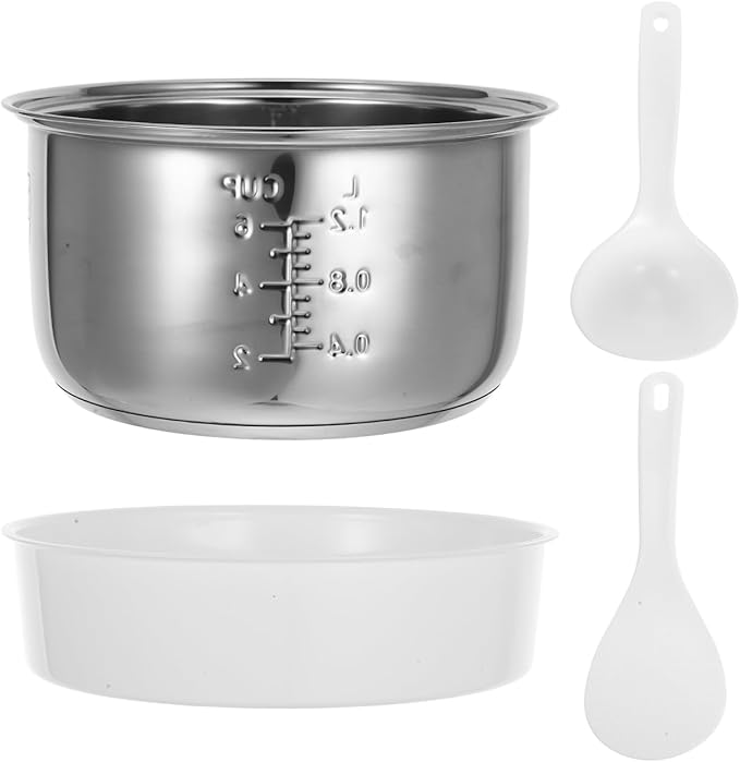 1Pc 3L Rice Cooker Cup Stainless Steel Inner Bowl Non-Stick Inner Pot Upgrade Even Heating for Perfect Rice Pots for Multi-Cookers Easy to Clean and Dishwasher Safe