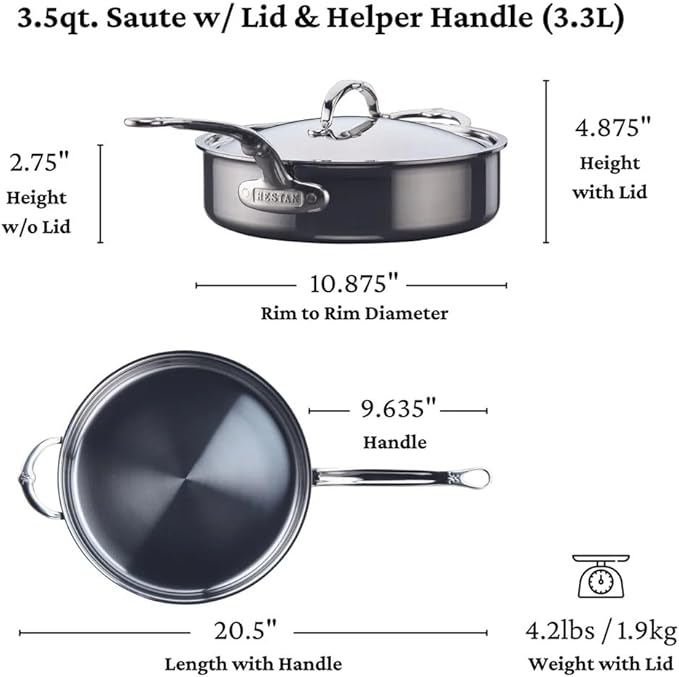 Hestan - NanoBond Collection - Titanium Stainless Steel 5-Piece Essential Cookware Set - Toxin PFAS &amp Chemical Free Clean Cookware Induction Cooktop Compatible