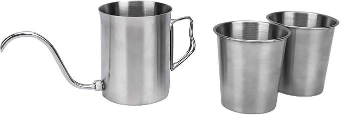 Coffee Maker Foldable Stainless Steel Pour Over Dripper with 2 Outdoor Cups Perfect for Camping Trips