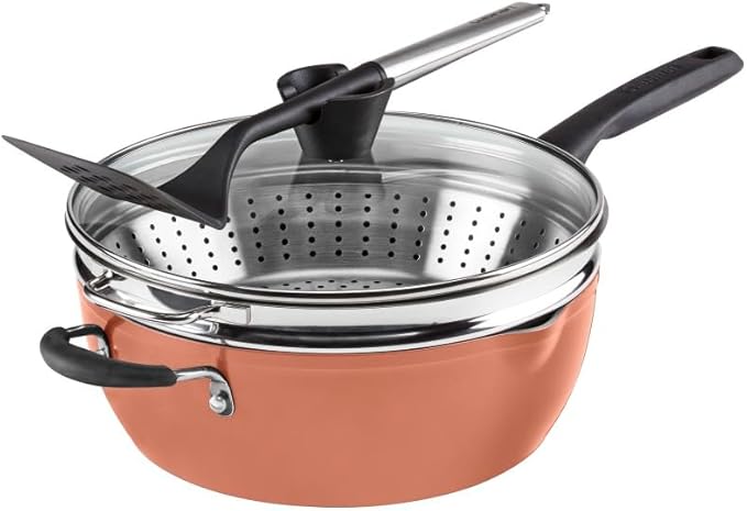 Cuisinart Preferred Pan 4-Pc Set - Sienna Sky (4.5 Qt. Multi-Purpose Pan w/Cover Steamer Slotted Turner)