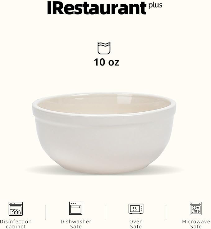 Stoneware Wide Rim Commercial Grade Dinnerware America White Nappy Bowl 10oz Case of 24