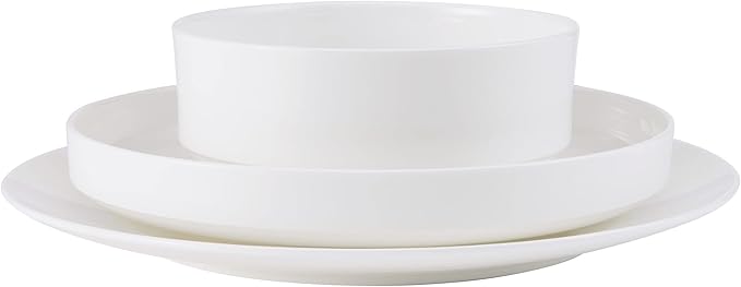 Mikasa Macie Bone China Lightweight Chip Resistant 12 Piece Dinnerware Set Service for 4 White