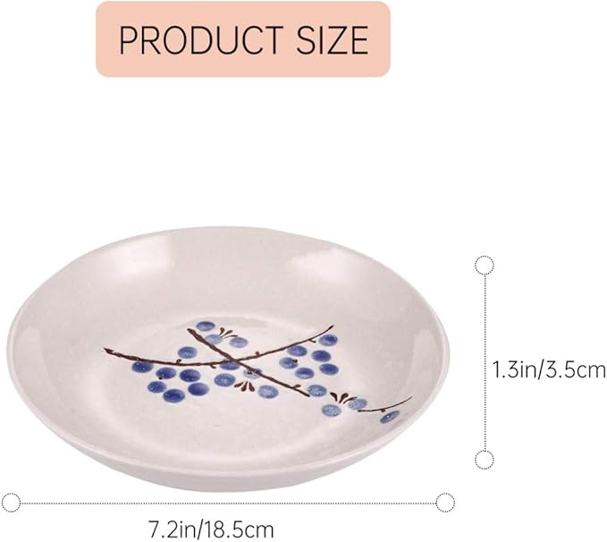 Hemoton Japanese Ceramic Dinnerware Set 6-Piece Asian Tableware Plates for Home Dining Kitchen 7.3 Inch Square Blue Dishware Set