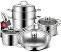Cookware Cookware set stainless steel household frying pan soup pot set tool steamer frying pan glass lid kitchen utensils