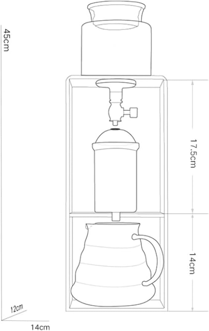 Cold Brew Coffee Tower Ice Drip Coffee Maker with 600ml Glass Pot Adjustable Drip Speed Valve Makes 2-4 Cups Acrylic Stand for Coffee Shop Tea Shop