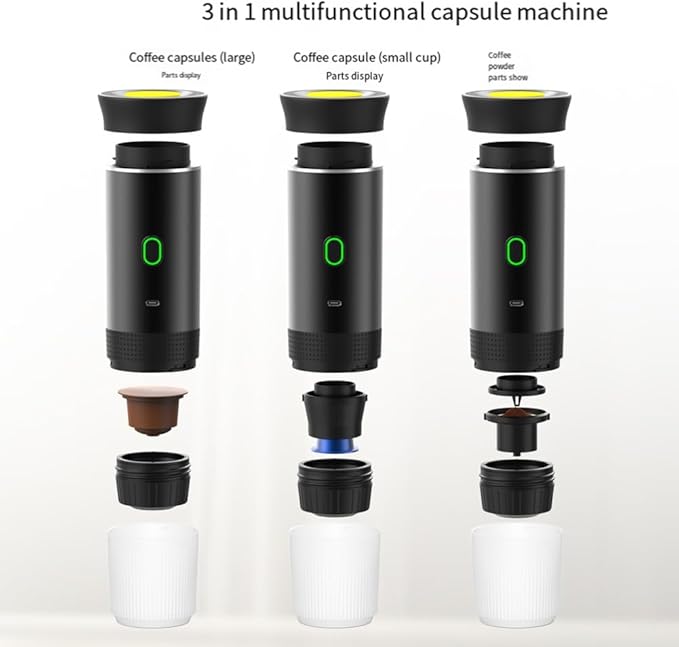 Wireless Electric Portable Coffee Machine for Car &amp Home Camping Coffee Maker 3in1 Capsule Powder Travel Coffee MakerB
