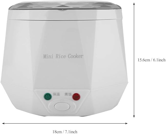 1.3 Liter Portable Car Electric Rice Cooker Food Steamer 12V 100W Portable Electric Rice Cooker Electric Rice Cooker Electric Food Steamer Car Steamer for Coach Travel Camping (White)