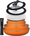 Evercook Frying Pan Set 9 Piece Set Removable For Gas Fire Orange Doshisha