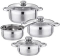 Cookware Set Stainless Steel 7-Piece Kitchen Cooking Pot&ampPan SetsInduction SaucepanCasserole with Tempered Glass Lid