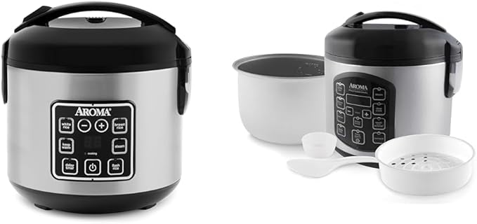 AROMA Digital Rice Cooker 4-Cup (Uncooked) / 8-Cup (Cooked) Steamer Grain Cooker &amp ARC-954SBD Rice Cooker 4-Cup Uncooked 2.5 Quart Professional Version