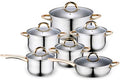 Cooking Pot Frying PanCooking Tools 12 Piece Set Stainless Steel Cookware Set Kitchen Cookware Set Pots Pots &amp Pans Glass Lid