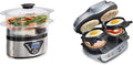 Hamilton Beach Digital Electric Food Steamer &amp Rice Cooker for Quick Healthy Cooking for Vegetables and Seafood &amp Dual Breakfast Sandwich Maker with Timer Silver (25490A)