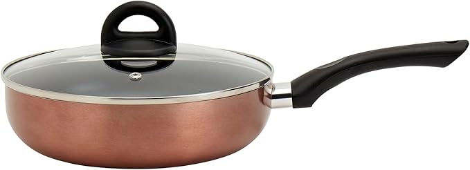 Basic Essentials 29-Piece Nonstick Cookware Pots Pans Set Baking Sheet Cookie Cutters Mixing Bowl Measuring Cups &amp Spoon Copper