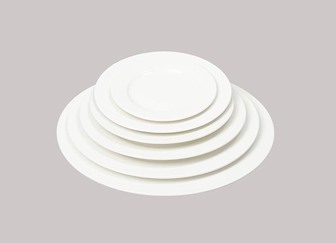 Bone China Rim Shape Elegance White Plate 7.5 inch Case of 6