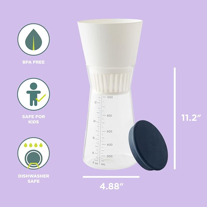 Chef’n Nut Milk Maker with Glass Carafe – Make Homemade Almond Oat Hazelnut Soy Coconut Milk – Includes Mesh Filter Spill-Proof Lid Recipe Book – Easy to Use Dishwasher Friendly