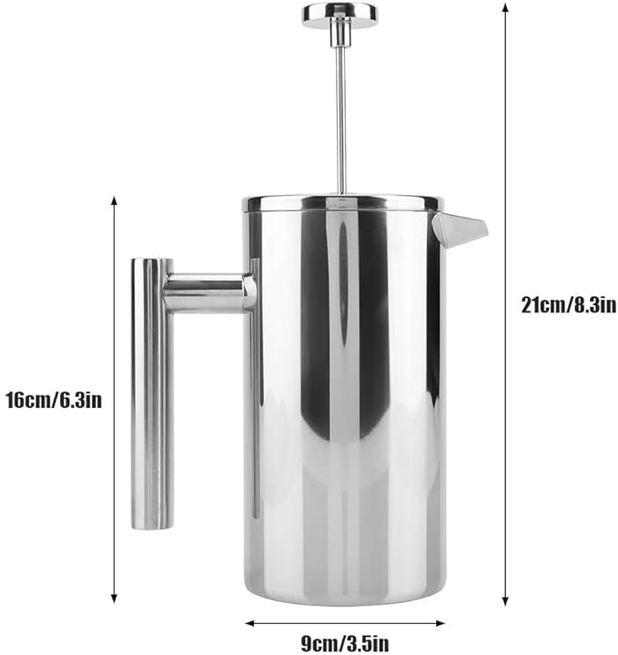 French Press800ML Double Walled Stainless Steel Coffee Maker French Press Tea Pot with Filterfor homeoffice and coffee house use