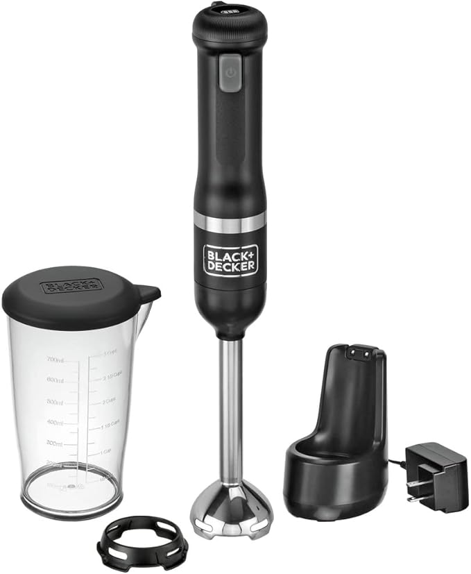 BLACK+DECKER Kitchen Wand Cordless Immersion Blender Hand Blender with Charging Dock Black (BCKM1011K10)