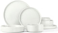 Stoneware Dinnerware Sets for 2 Onader Speckled Plates and Bowls 8 Pieces Ceramic Dish Dinner Set with Pasta Bowl Microwave &amp Dishwasher Safe - Cloud White
