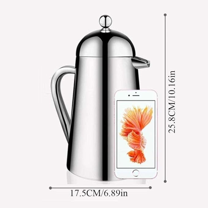 Press Coffee Maker Coffee Press CaffettiereCoffee Maker Large Coffee Maker - 304 Grade Stainless Steel Insulated Coffee Press with 2 Extra Screens 34oz Silver