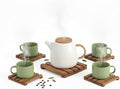 LO-MAS Premium Handmade Wooden Trivet Set (1-15x15 4-5x5) – Heat Resistant Hot Pad for Kitchen Table and Counter Protector Wooden Coaster for Hot Pots Pans Bowls Tea Coffee