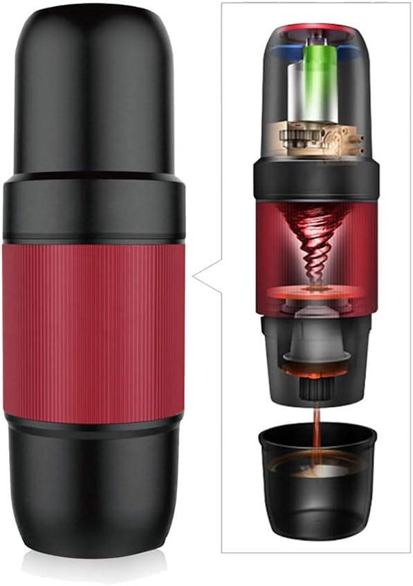 Portable Espresso Maker 15 ATM High Pressure Extract USB Rechargeable 2000mAh Compact and Portable Outdoor Travel/Home/Car Red &amp Black