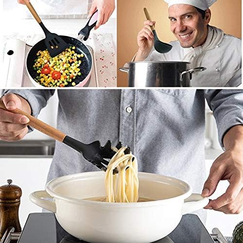Kn020 11 in 1 Wooden Handle Silicone Non-Stick Spatula Spoon Kitchen Tool Set Cookware Set Cookware Picnic Boiler Cookware