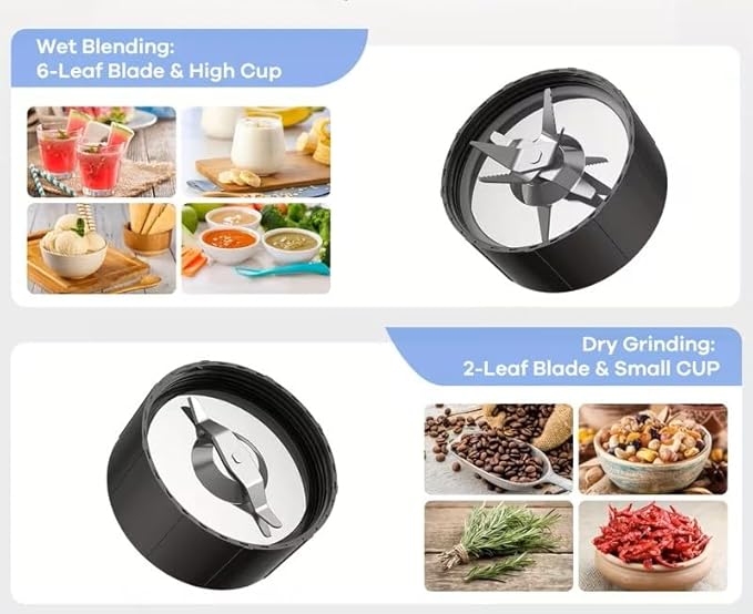 3-in-1 Personal Blender and Grinder 900W smootie Juicer set with BPA-Free cups.