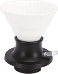 MAVIS LAVEN Ceramic Pour Over Coffee Dripper Heat Proof Immersion Coffee Maker with Built in Switch Valve for Home Office Travel (White Black)