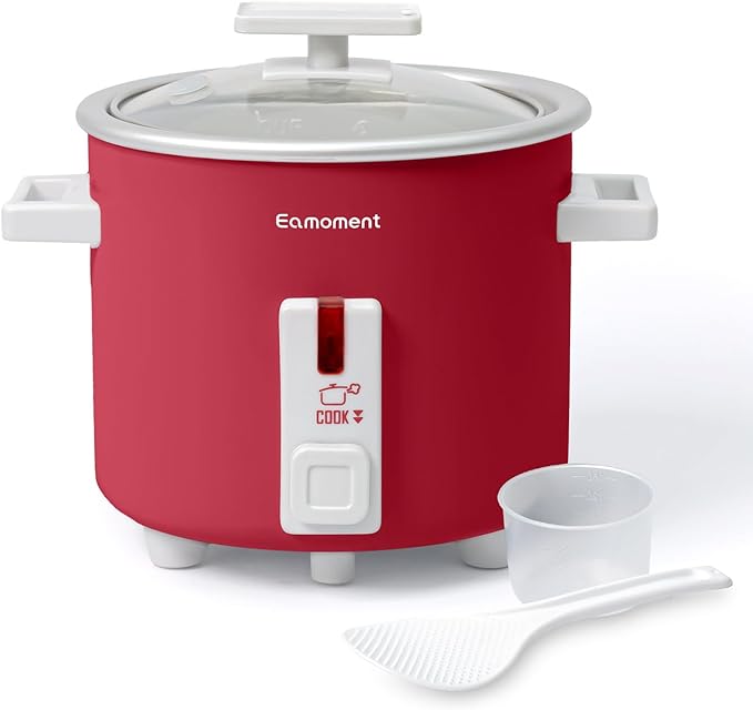 1.5L Mini Rice Cooker with Removable Non-Stick Pot Portable Rice Maker with Keep Warm Function Suitable for 1-2 People Red