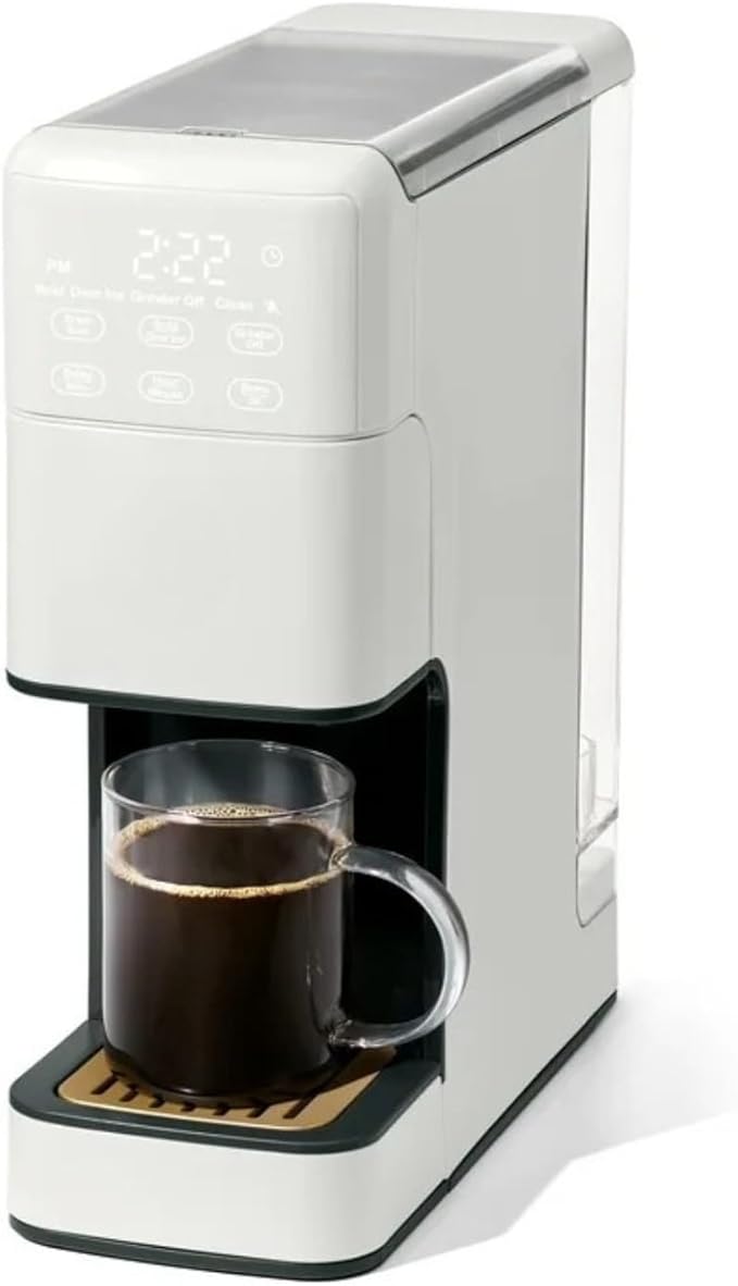 Programmable Single Serve Coffee Maker with Integrated Burr Grinder Touch Controls Fresh Custom Brew Compact Design Easy to Use