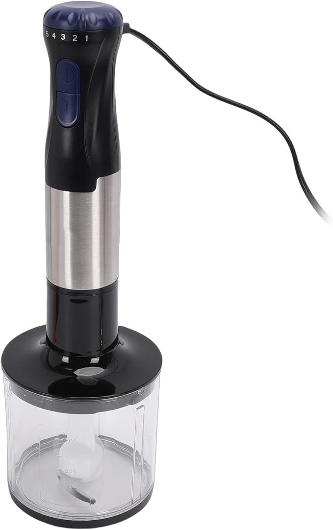 ZJchao Immersion Hand Blender 4 in 1 Multifunctional Stainless Steel Food Processor with 20 Speeds and Boost Button for Smoothies Soups and Baby Food 500W (US Plug 110V)