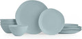 Portmeirion Sophie Conran Arbor Organic Shape Stoneware | 12 Piece Dinnerware Set Service for 4 | Dinner Plate Salad Plate All Purpose bowl | Dishwasher Safe – Robins Egg