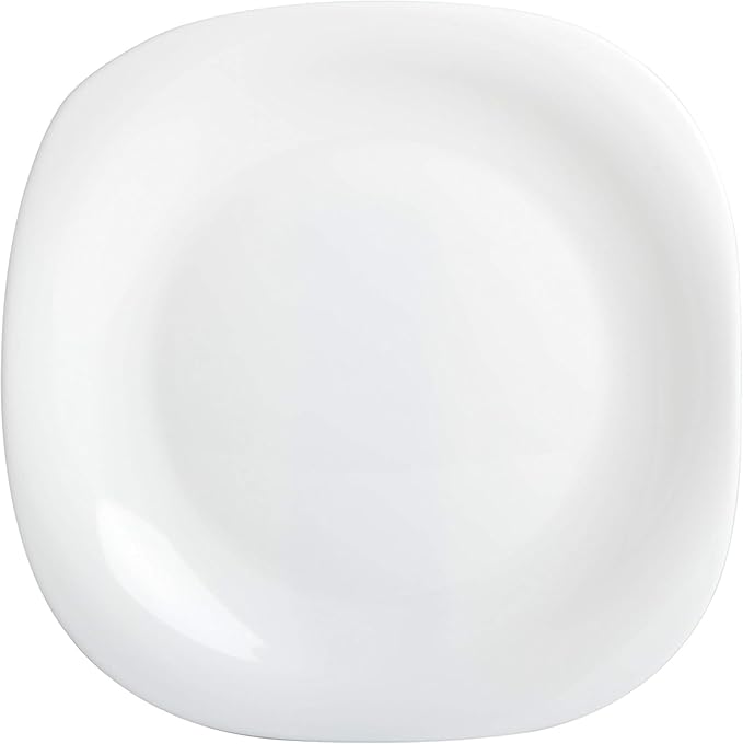 12 Piece White Tempered Opal Glass Dinnerware Set Service for 4 Chip Resistant Microwave &amp Dishwasher Safe