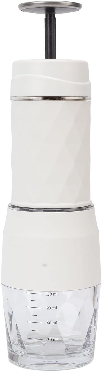 Maual Hand Coffee Maker Portable Travel Coffee Machine Compatible Ground Coffee and Coffee Capsule for Camping Hiking Fishing Picnicking(White)