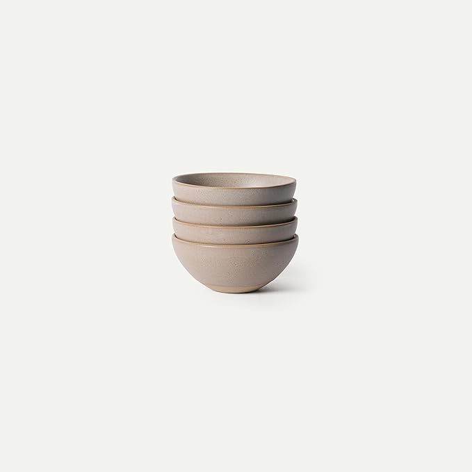 MORA Small Bowls Set of 4 16oz Ceramic Pottery Dessert Bowls - Microwave Oven and Dishwasher Safe - Mushroom