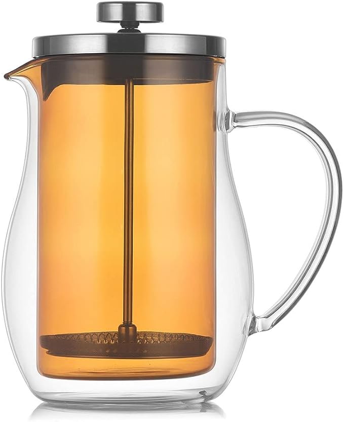 French Press Coffee Maker - 600ML Large Glass Coffee Pot Carafe with Stainless Steel Filter - French Press Coffee at Home or Office (Color : Clear)