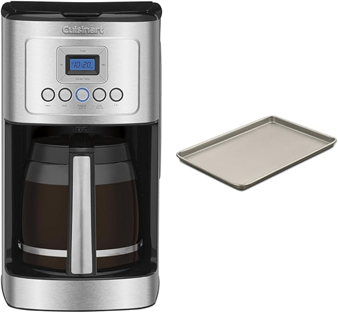 Cuisinart Coffee Maker 14-Cup Glass Carafe Fully Automatic for Brew Strength Control &amp 1-4 Cup Setting Stainless Steel DCC-3200P1 &amp Chef's Classic Nonstick Bakeware 15-Inch Baking Sheet C