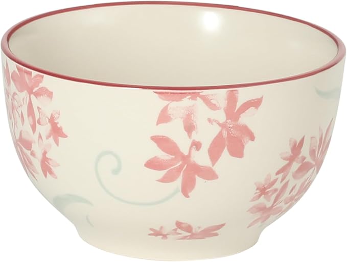 Gibson Home Admiral Hall 12-Piece Matte Stoneware Dinnerware Set – Dinner Plates Salad Plates &amp Bowls with Pink Floral Pattern Durable Everyday Dish Set Microwave &amp Dishwasher Safe
