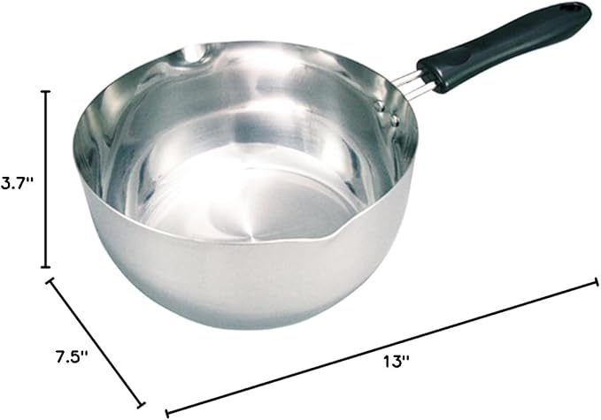 Shimomura Planning 31214 One-Handed Pot 7.1 inches (18 cm) Graduated (Made in Japan) Direct Fire Induction Compatible Includes Spout Marks Mirror Finish Multi-purpose Yukihira Pot Miso Soup