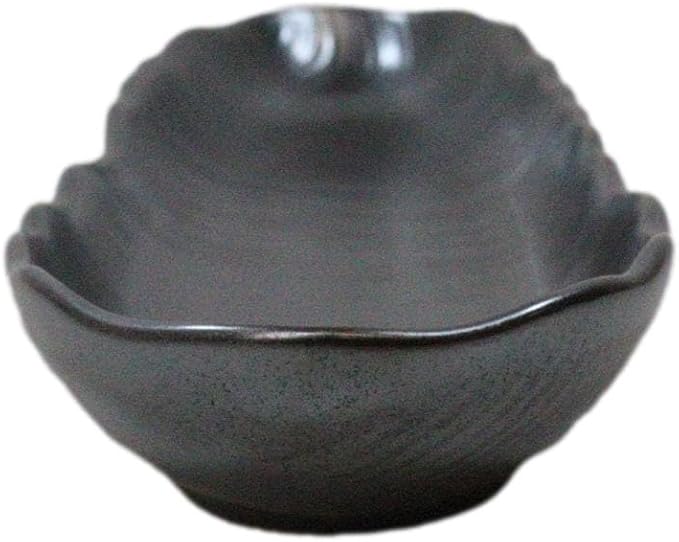 Ebros Gift Iron Black Clay Underglaze Technique Tetsu Kesho Porcelain Dinnerware Kitchen Set Asian Japanese Restaurant Supply (Pack Of 3 Wavy Oblong Long Serving Platter 13.25 L)