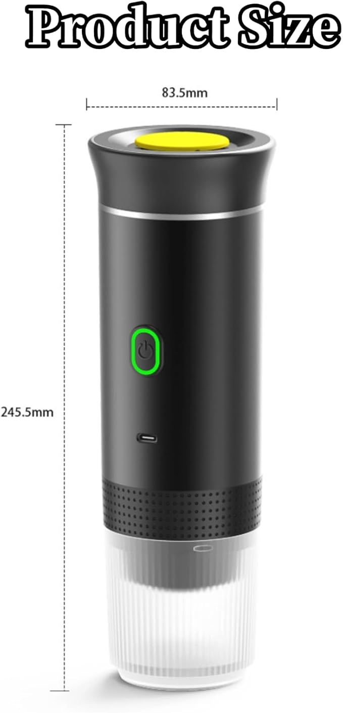 Portable Electric Espresso Machine 3 in 1 Travel Coffee Maker for Camping 15 Bar Self Heating Car Coffee Maker Capsules Coffee Machine for Camping Hiking Office
