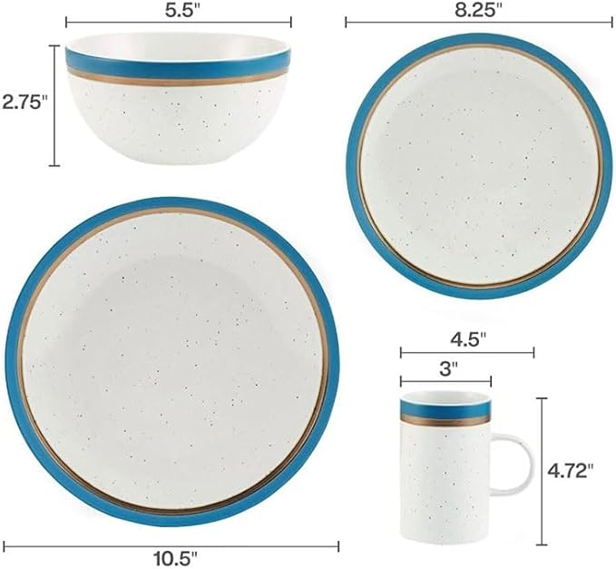 16-Piece Dinnerware Set Round Tableware Set pf Plates Dinner Sets Dish Plate Ceramic Dishes to Eat Food