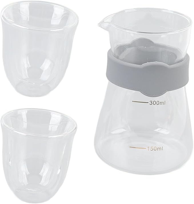 ZJchao Pour Over Coffee Maker Glass High Borosilicate Heatproof Coldproof Coffeemaker Set with Scale for Home Coffee Shop Office Durable Transparent Gold Markings 300ML