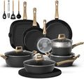 23-Piece Pots and Pans Set Non StickTitanium Ceramic Cookware Set Non ToxicLong-LastingPFAS FreeInduction CompatibleComplete Kitchen Set with 3 Frying Pans for All Cooking needs
