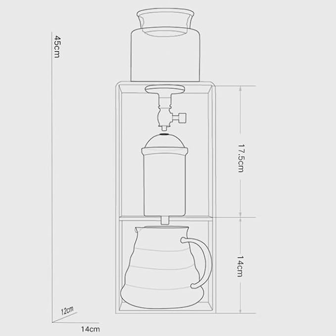 Cold Brew Coffee Tower Ice Drip Coffee Maker with Adjustable Drip Speed Valve Acrylic Stand 600ml Glass Pot for Home Coffee Shop Makes 2-4 Cups