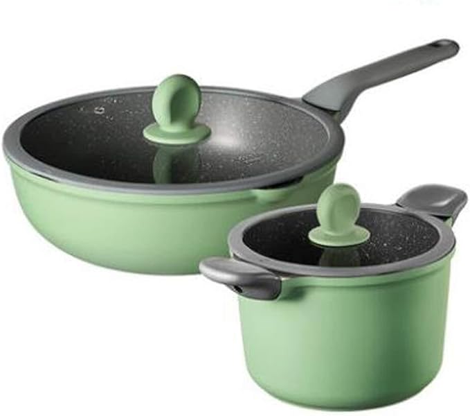 Non-Stick Cookware Set Wok Soup Pot Frying Pan Milk Pot Induction Compatible Reinforced Coating Easy Clean (Set Meal Options)