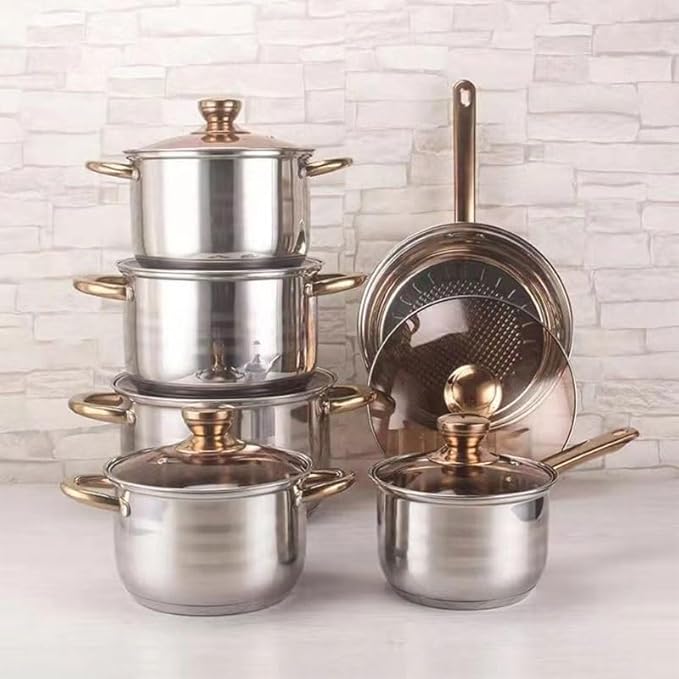 Thickened Composite Bottom 12 Piece Cookware Set Suitable for Various Stovetops