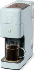 B - Perfect Grind Programmable Single-Serve Coffee Maker with Built-In Grinder Fresh Ground Brewing Touch Controls Reusable Filter Compact Countertop Design (Hydrangea)